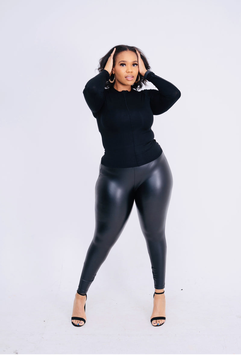 Faux leather hotsell yoga pants