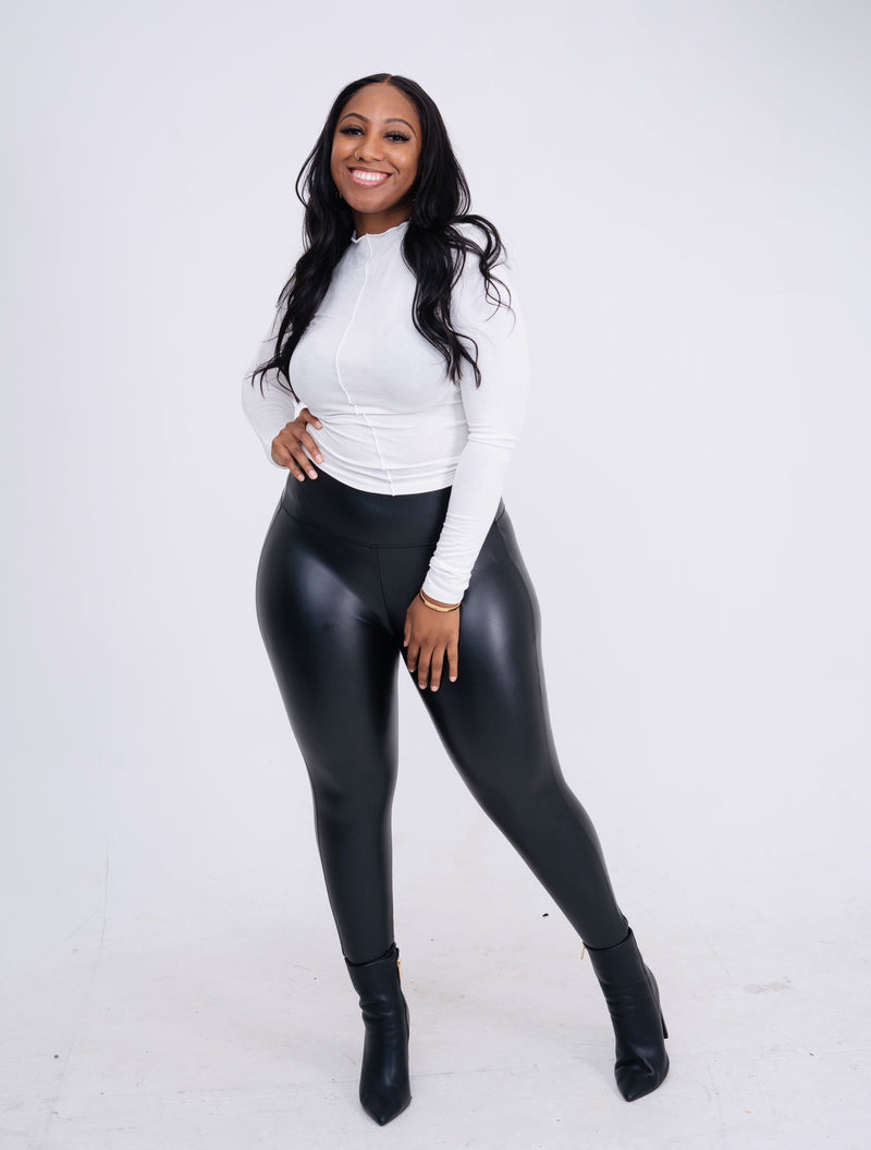 Mock Neck Seam Long Sleeve Top