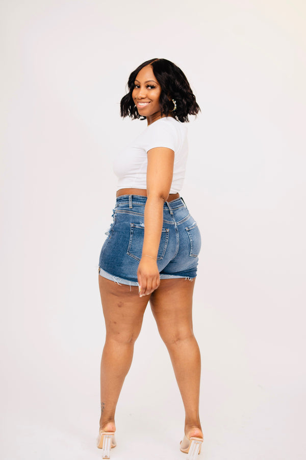 Women's Dark Blue Denim Shorts