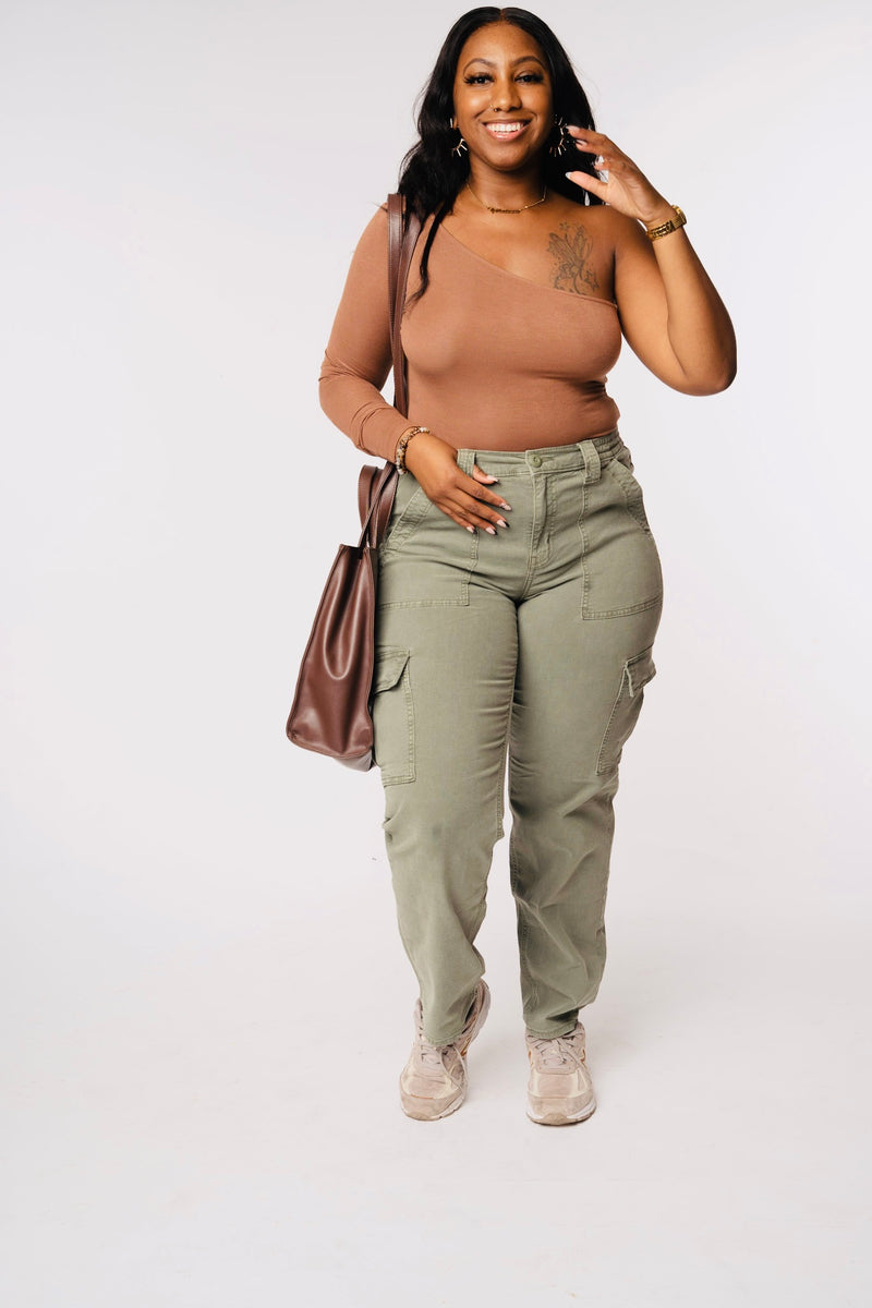 "She" one shoulder bodysuit