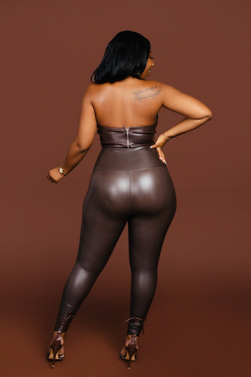 Faux Leather Cross Corset